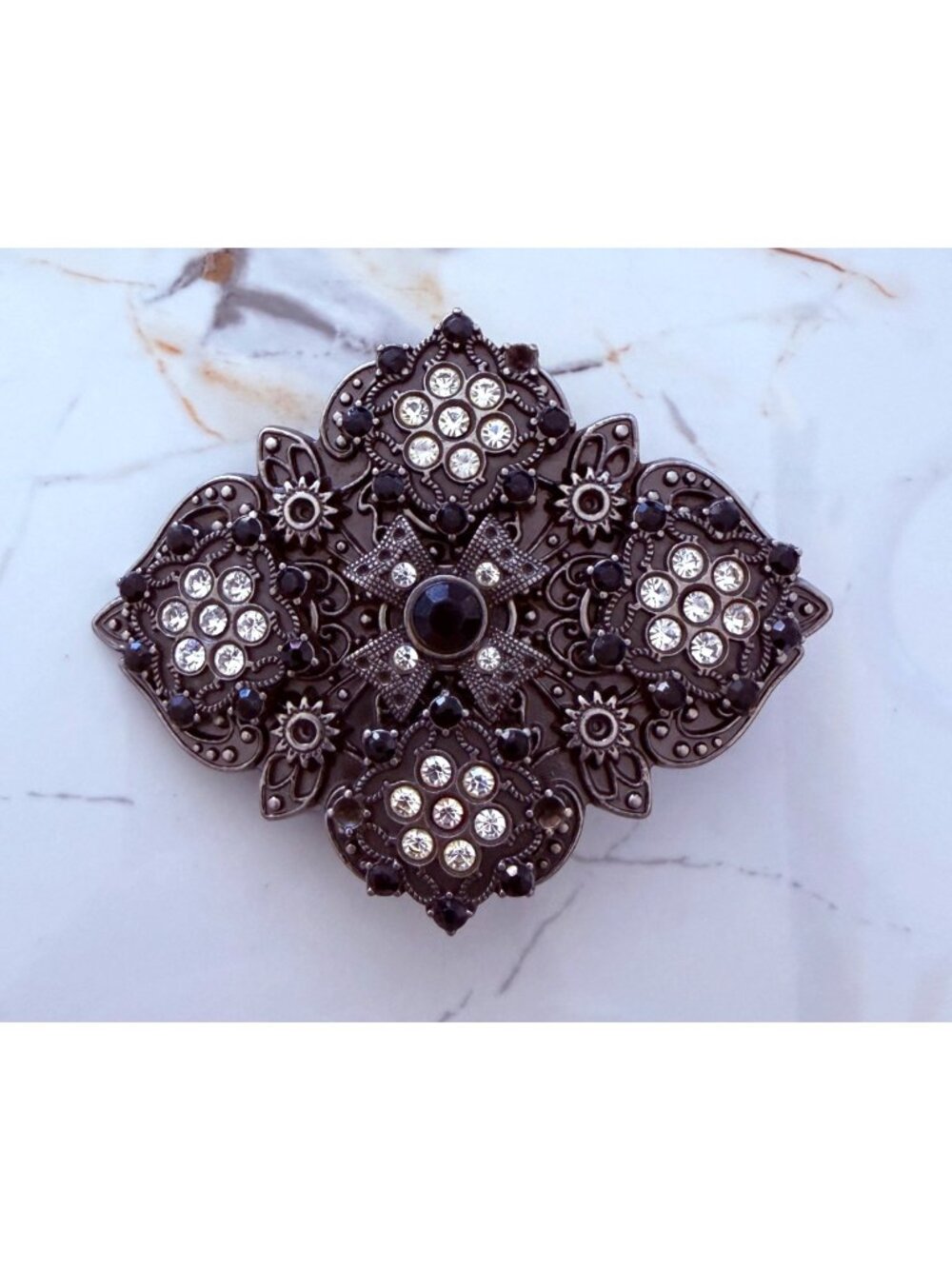 Vintage Marcasite Style Rhinestone Belt Buckle, bejeweled